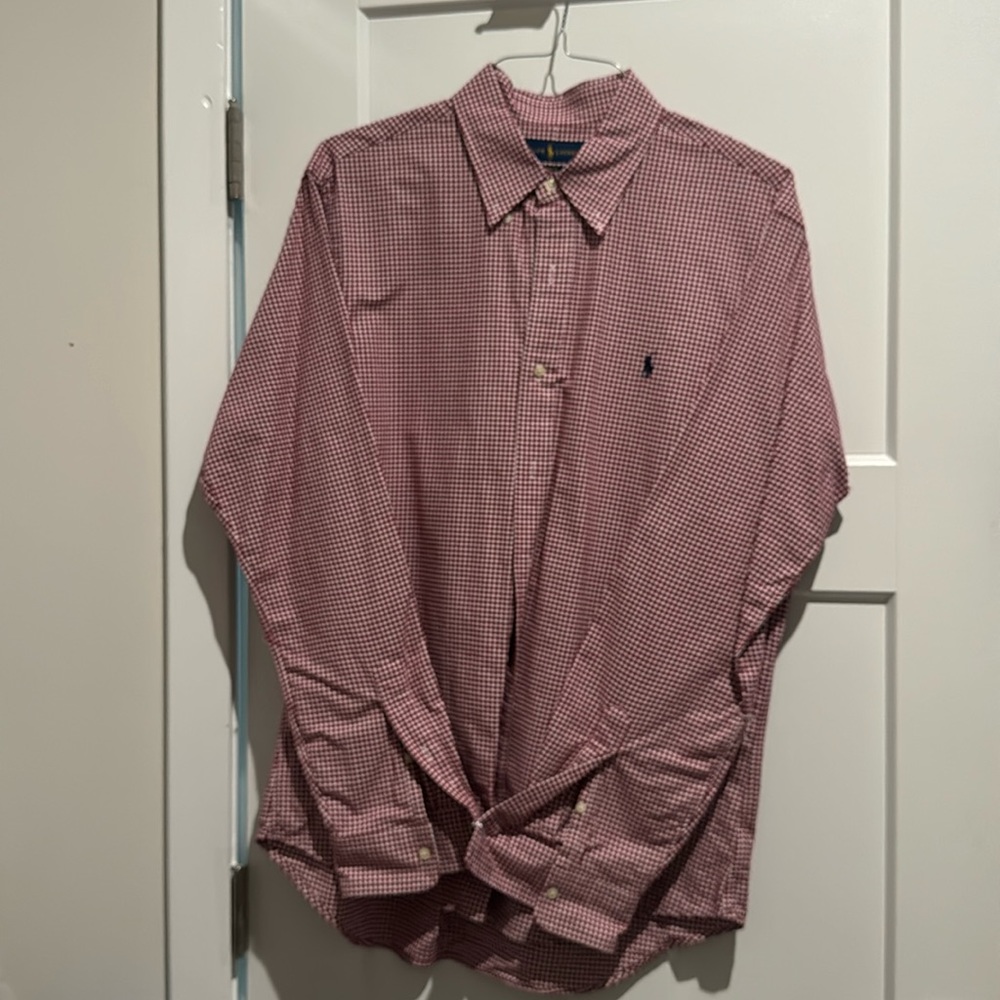 Red and White Ralph Lauren Dress Shirt
